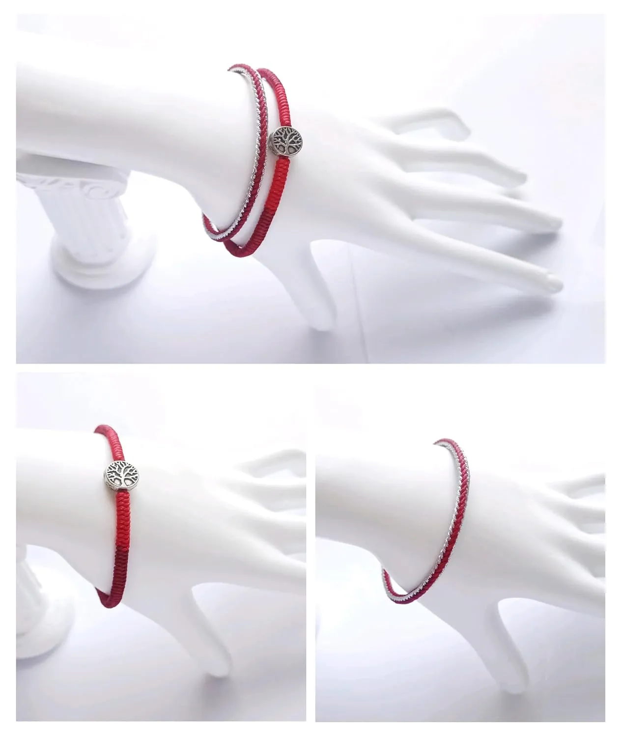 Handmade bracelet/hand chain string art Jewelry gifts for friends and family (Dark red, 1set 5pcs)
