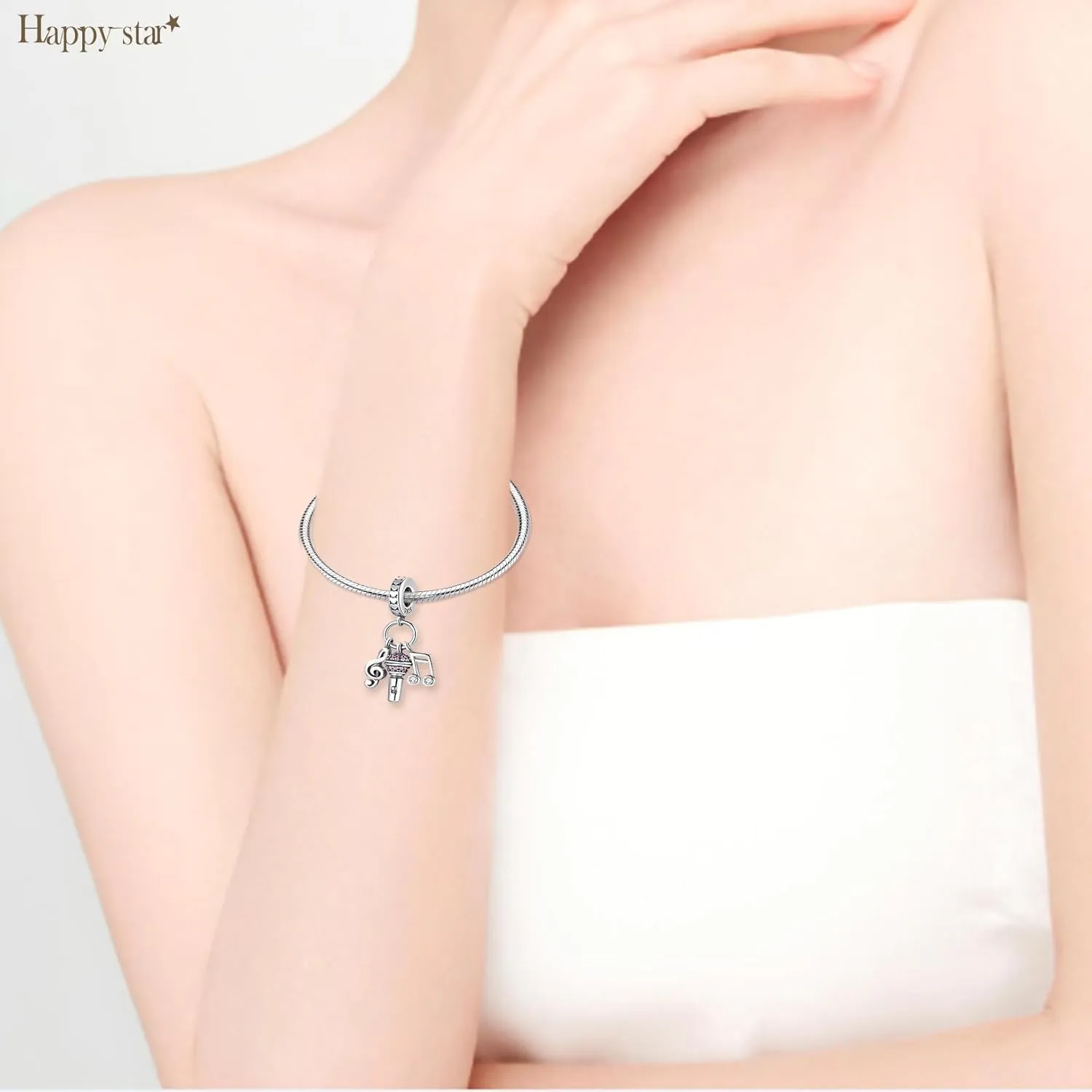 HappyStar 925 Sterling Silver Charm fits Pandora Bracelets NecklacePendants DIY Jewelry Gift For WomenWith one Spacer Bead Charms
