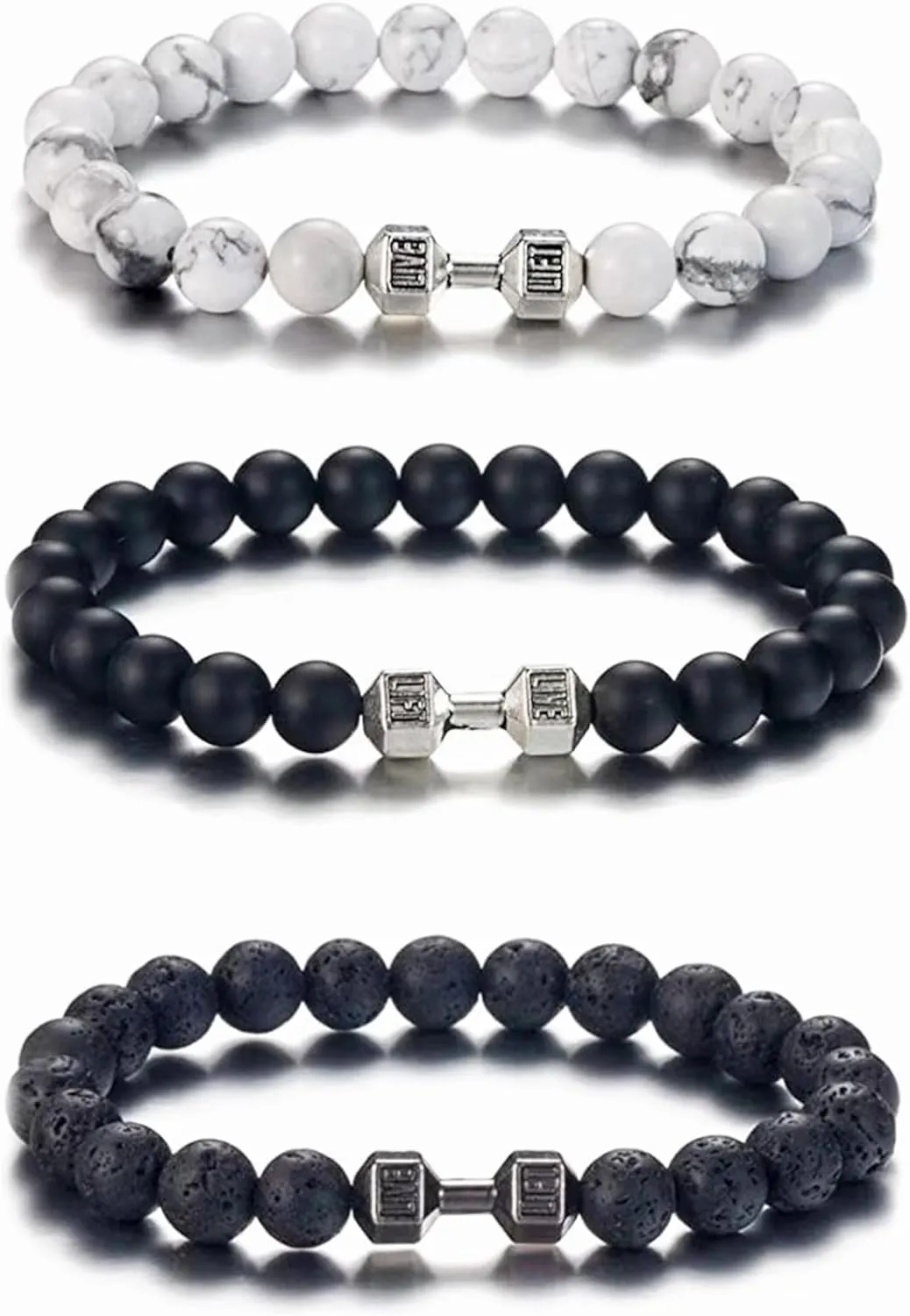 Harry and Henry 2/3PCS Weighted Bracelet for Men Dumbbell Bracelet for Men Mens Heavy Bracelets Mens Beaded Bracelets Gym Jewelry Gifts