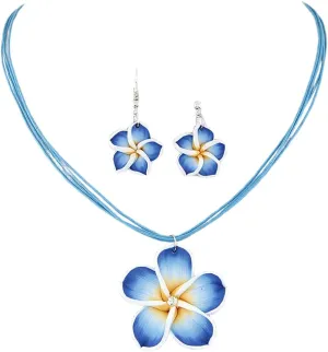 Hawaiian Flowers Beach Necklaces for Women Necklace and Earring Set Hibiscus Earrings Necklace Sets Bohemia Flower Dangle Earrings Beach Summer Jewelry Accessories