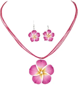 Hawaiian Flowers Beach Necklaces for Women Necklace and Earring Set Hibiscus Earrings Necklace Sets Bohemia Flower Dangle Earrings Beach Summer Jewelry Accessories