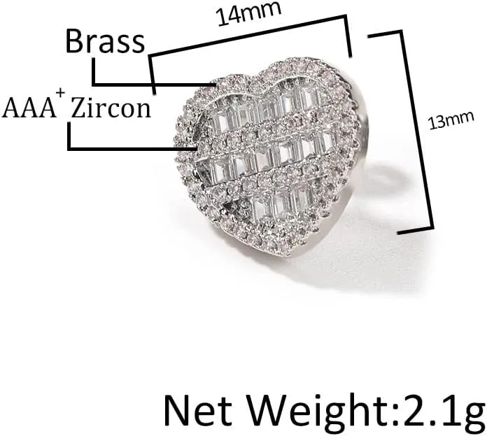 Heart Earrings For Women Trendy Stud Earrings For Men, Gold Plated Hypoallergenic Cubic Zirconia Earrings Studs, Iced Earrings Jewelry Christmas Earrings Mothers Day Gifts