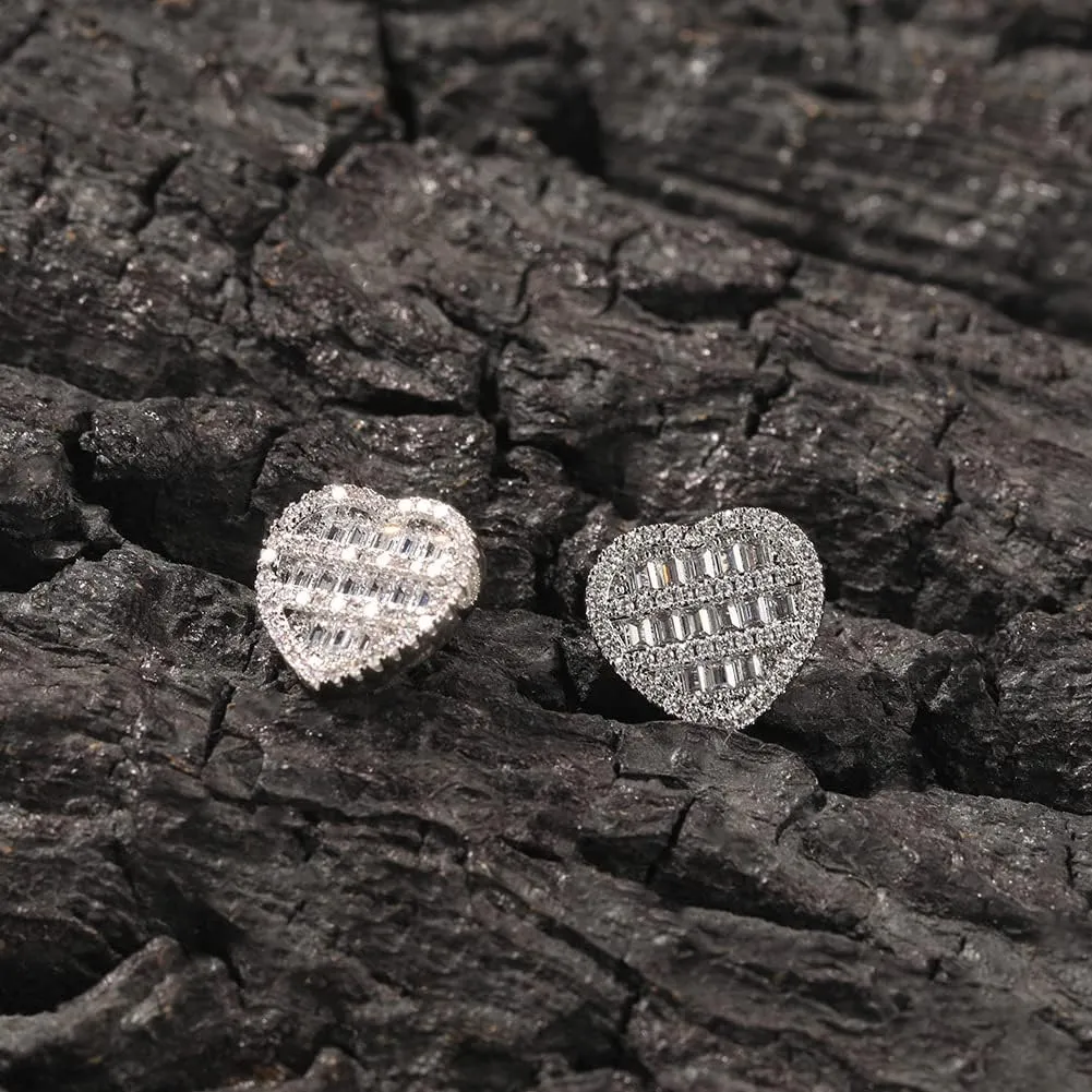 Heart Earrings For Women Trendy Stud Earrings For Men, Gold Plated Hypoallergenic Cubic Zirconia Earrings Studs, Iced Earrings Jewelry Christmas Earrings Mothers Day Gifts