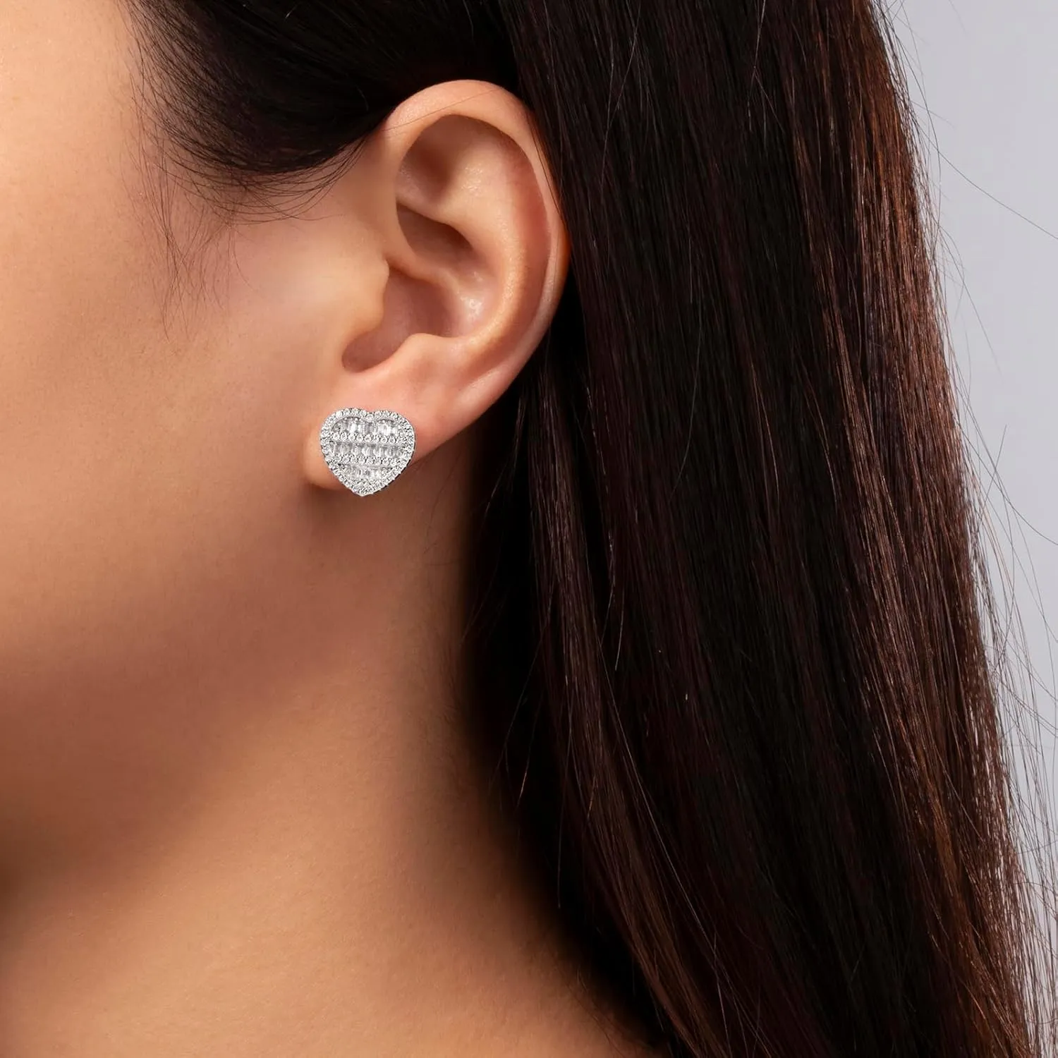 Heart Earrings For Women Trendy Stud Earrings For Men, Gold Plated Hypoallergenic Cubic Zirconia Earrings Studs, Iced Earrings Jewelry Christmas Earrings Mothers Day Gifts