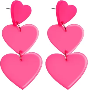 Heart Earrings for Women,Trendy Pink Heart Earrings,Dangle Taylor Heart Earrings Acrylic GLITTER Love Heart Dangle Earrings Valentine's Day Mother's Day Gift