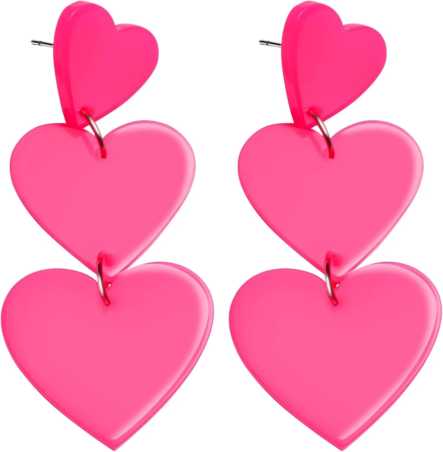 Heart Earrings for Women,Trendy Pink Heart Earrings,Dangle Taylor Heart Earrings Acrylic GLITTER Love Heart Dangle Earrings Valentine's Day Mother's Day Gift