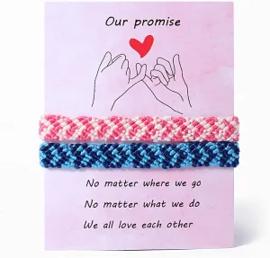 Heart Friendship Bracelets Matching Bracelet for Couples Best Friend Bracelet with Pinky Promise Card Jewelry Gifts for friend