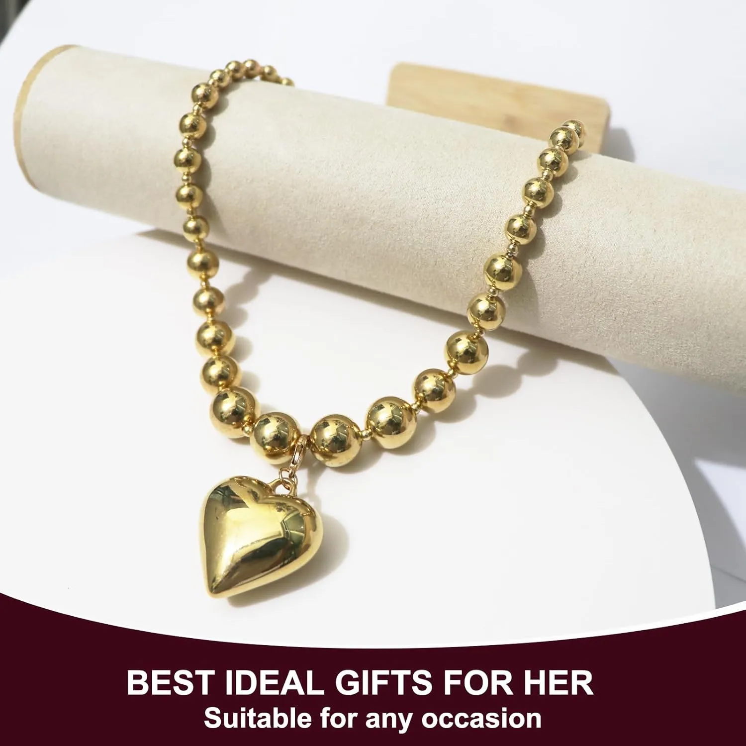 Heart Pendant Choker Necklaces for Women, Chunky Puffy Heart Necklace Jewelry for Women Gifts, Y2k Heart Pendant Necklace