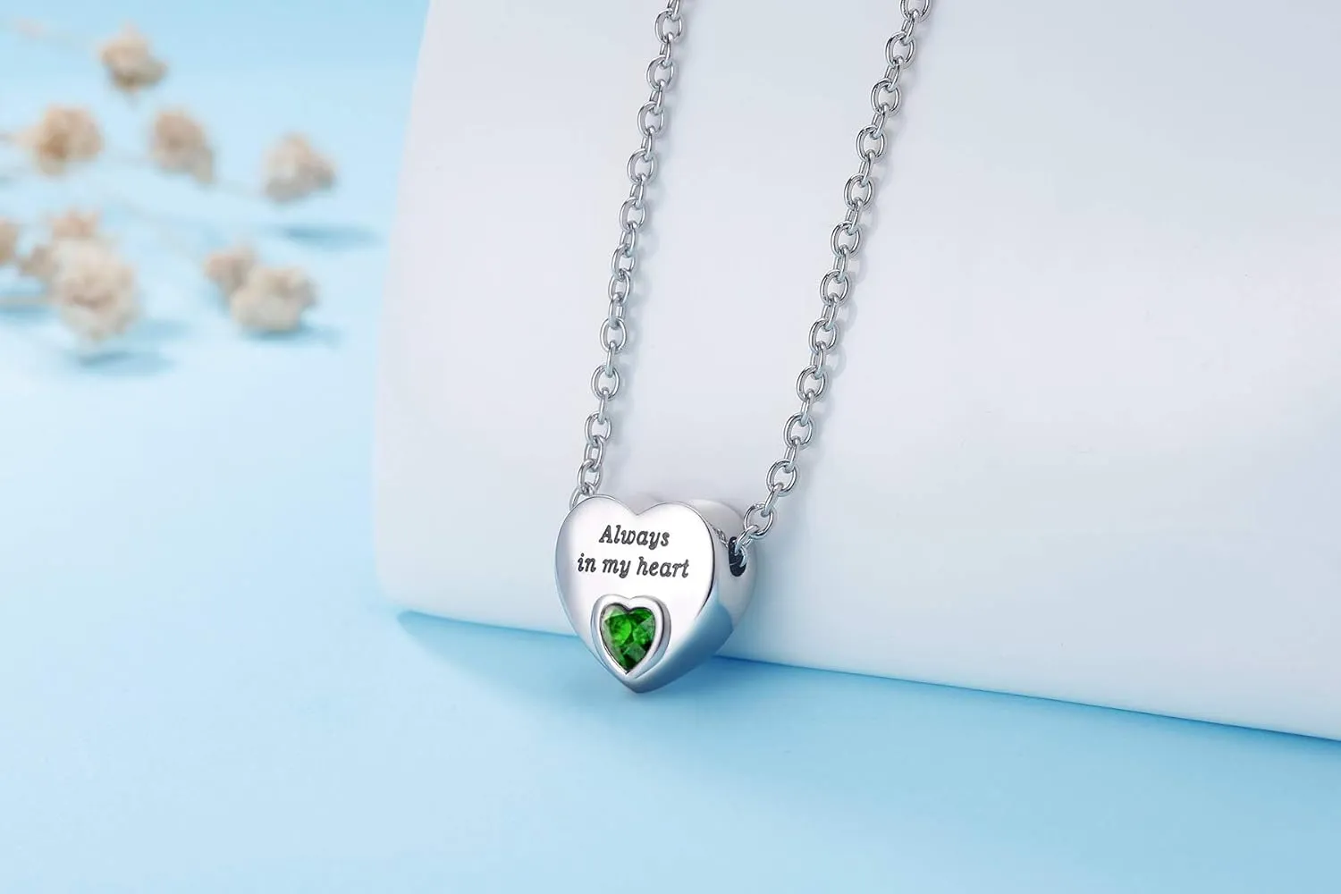 Heart Urn Necklaces for Ashes Birthstone Ashes Necklace Always in My Heart Cremation Jewelry Keepsake Memorial Necklace