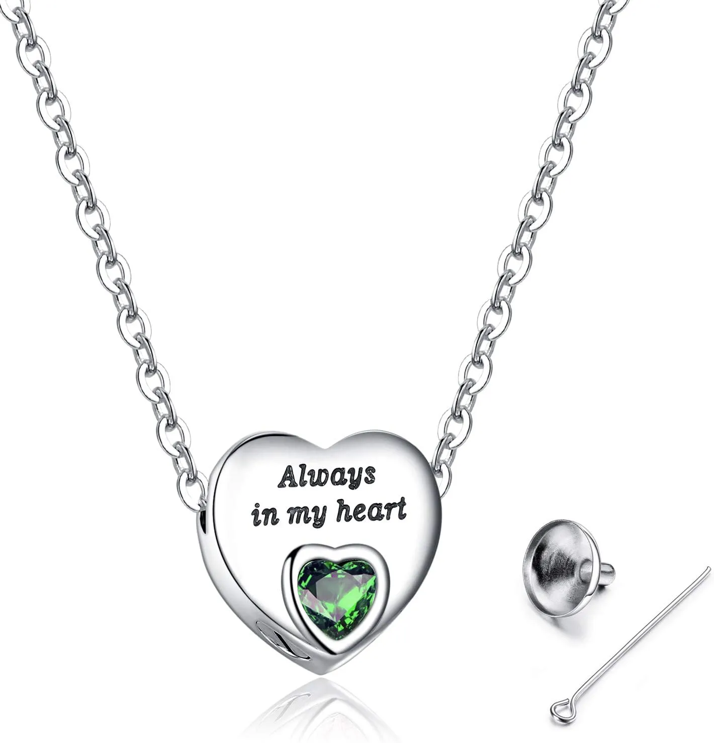 Heart Urn Necklaces for Ashes Birthstone Ashes Necklace Always in My Heart Cremation Jewelry Keepsake Memorial Necklace