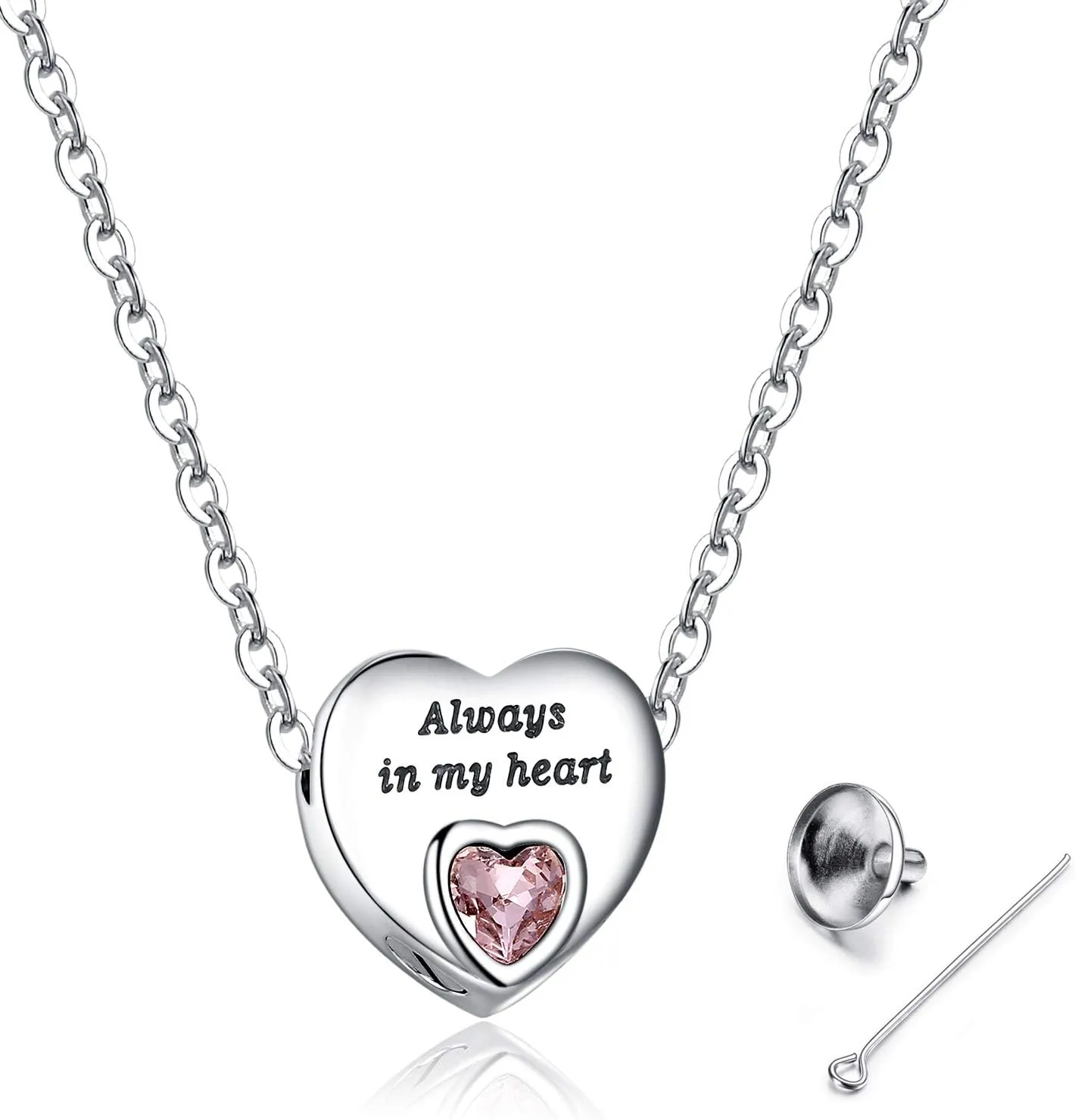 Heart Urn Necklaces for Ashes Birthstone Ashes Necklace Always in My Heart Cremation Jewelry Keepsake Memorial Necklace