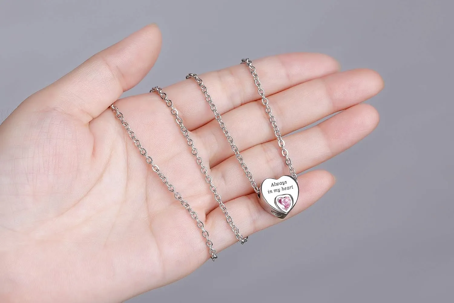 Heart Urn Necklaces for Ashes Birthstone Ashes Necklace Always in My Heart Cremation Jewelry Keepsake Memorial Necklace
