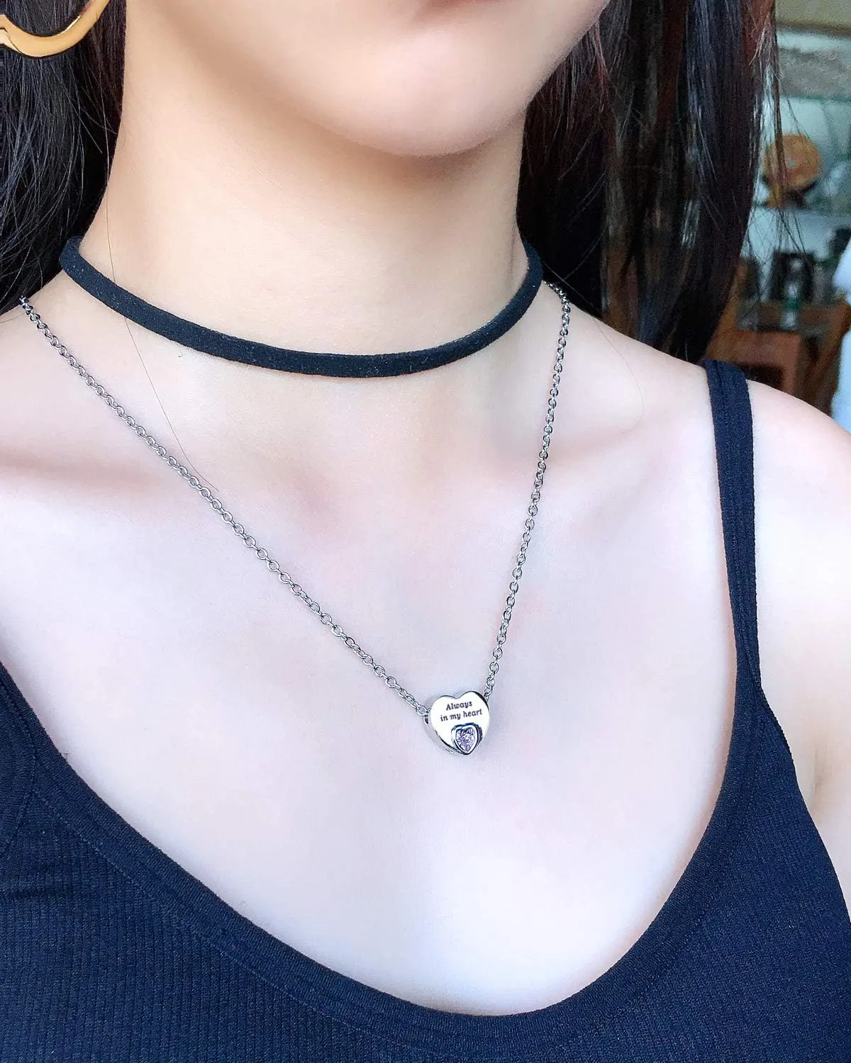 Heart Urn Necklaces for Ashes Birthstone Ashes Necklace Always in My Heart Cremation Jewelry Keepsake Memorial Necklace