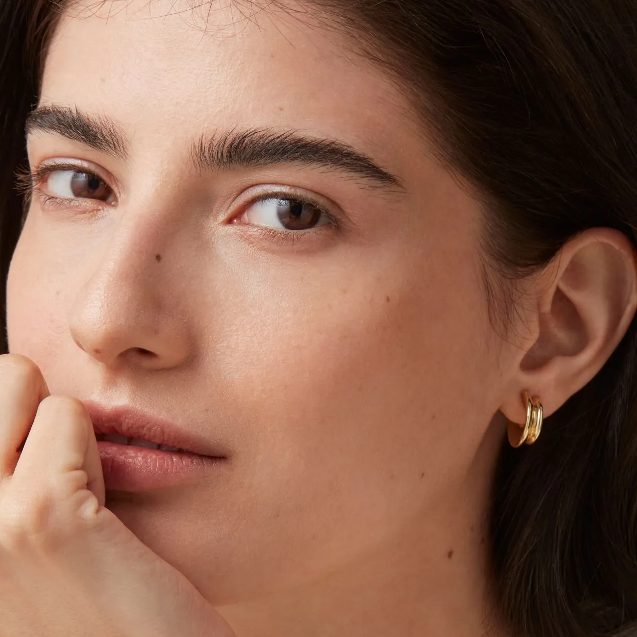 Hidden Heart Small Hoops (Gold)