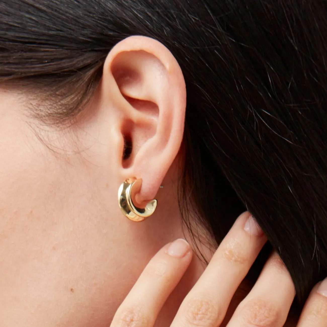 Hidden Heart Small Hoops (Gold)