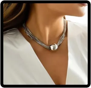 Hip-hop Sphere Pendant Necklace Bracelets Multi-layer Chunky Choker Necklaces Thick Chains Jewelry for Women