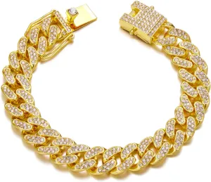 HIPBLING Iced Out Bracelet for Men Cuban Link Watch Bracelets Diamond Miami Cuban Bracelets 13mm 8mm Bracelet Hip Hop Rapper Jewelry Gift for Men