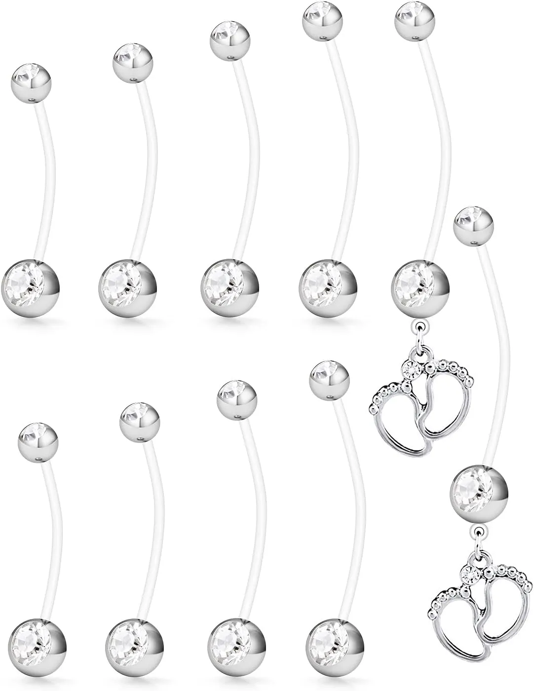 Hoeudjo Pregnancy Belly Rings Maternity Belly Button Rings Plastic Long Bar Navel Ring for Maternity Sport Pregnant Women Different Bar Length 18/32/35/38mm