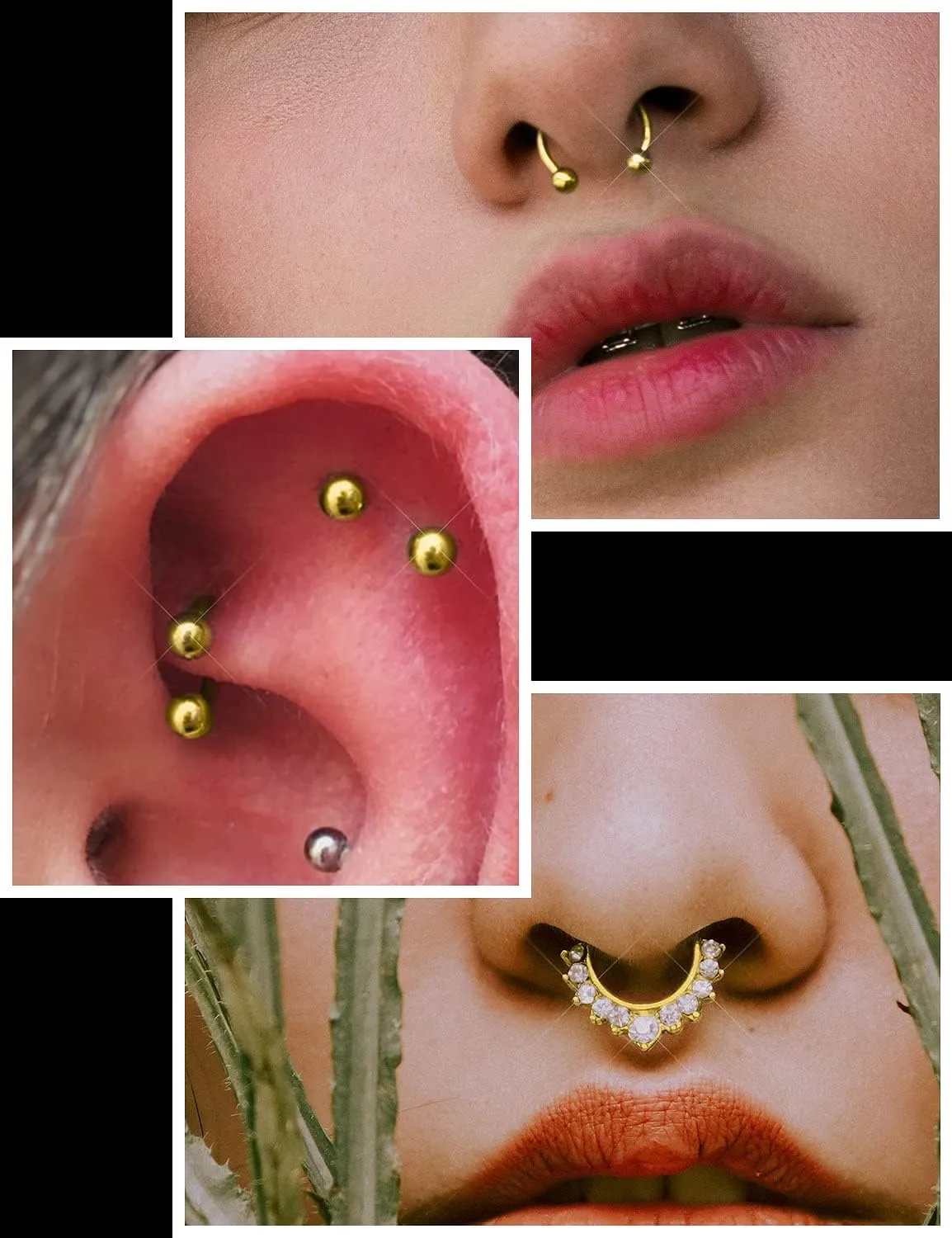 Horseshoe Nose Rings Surgical Steel 16G Nose Hoop Tragus Cartiage Earring Septum Jewelry Lip Rings Rook Conch Piercing Jewelry 6Mm 8Mm 10Mm 12Mm Silver Nose Piercing Hoops