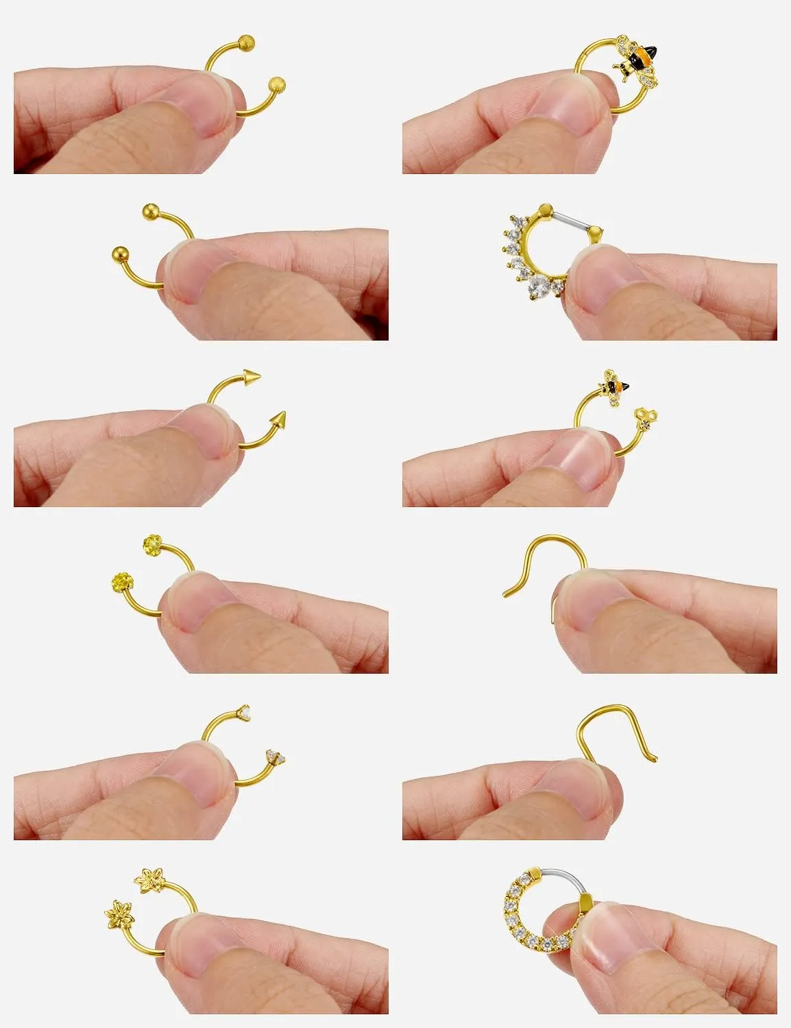 Horseshoe Nose Rings Surgical Steel 16G Nose Hoop Tragus Cartiage Earring Septum Jewelry Lip Rings Rook Conch Piercing Jewelry 6Mm 8Mm 10Mm 12Mm Silver Nose Piercing Hoops