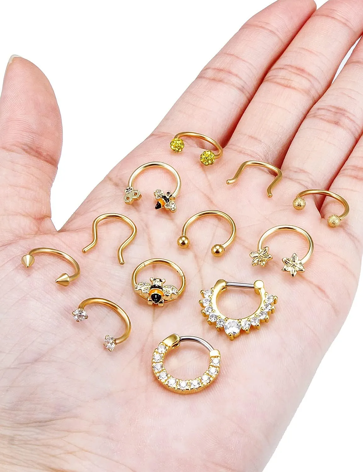 Horseshoe Nose Rings Surgical Steel 16G Nose Hoop Tragus Cartiage Earring Septum Jewelry Lip Rings Rook Conch Piercing Jewelry 6Mm 8Mm 10Mm 12Mm Silver Nose Piercing Hoops