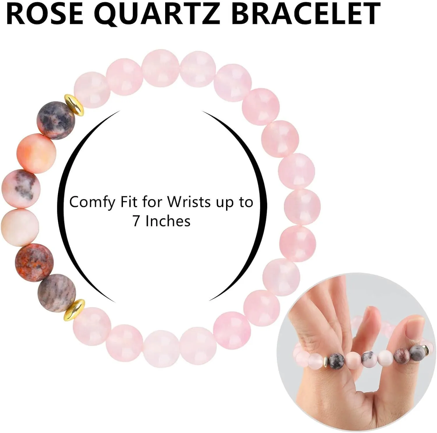 HOZEAL Rose Quartz Pink Opal Peru Crystal Bracelet, Love Friendship Crystal Stone Chakra Bracelet, Business Money Energy Wealth Good Luck Prosperity Feng Shui Beaded Bracelet for Men Women