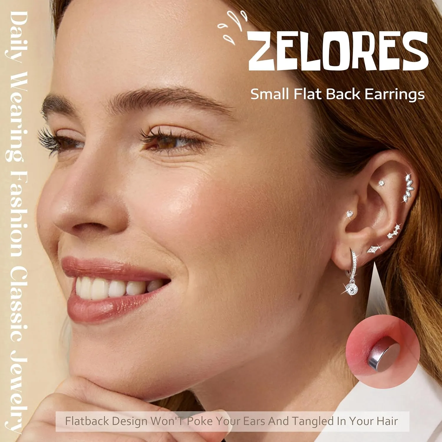 Hypoallergenic Gold Huggie Hoop Earrings Flat Back Earrings for Women Men Stainless Steel Cartilage Hoop Stud Earring Set for Multiple Piercing Small Flatback Tragus Helix Piercing Jewelry for Sensitive Ears