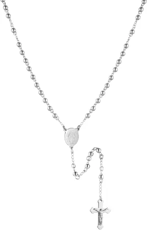 HZMAN Rosary Beads Cross Necklace for Women Stainless Steel Heavy Crucifix Virgin Mary Y Shape Necklaces Jewelry