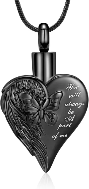 Imrsanl Cremation Jewelry for Ashes Butterfly Heart Urn Necklaces for Women Keepsake Memorial Necklace Pendent for Human Ashes