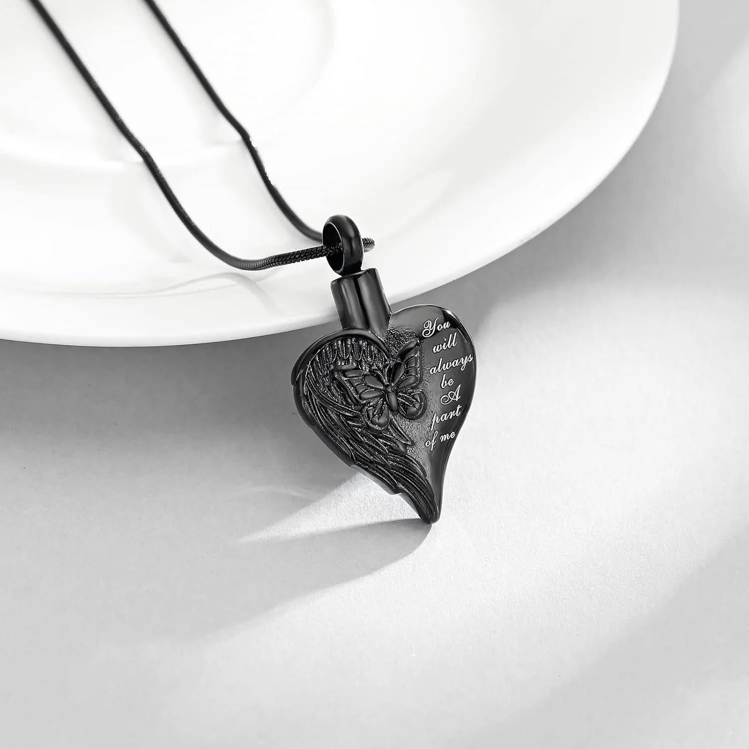 Imrsanl Cremation Jewelry for Ashes Butterfly Heart Urn Necklaces for Women Keepsake Memorial Necklace Pendent for Human Ashes