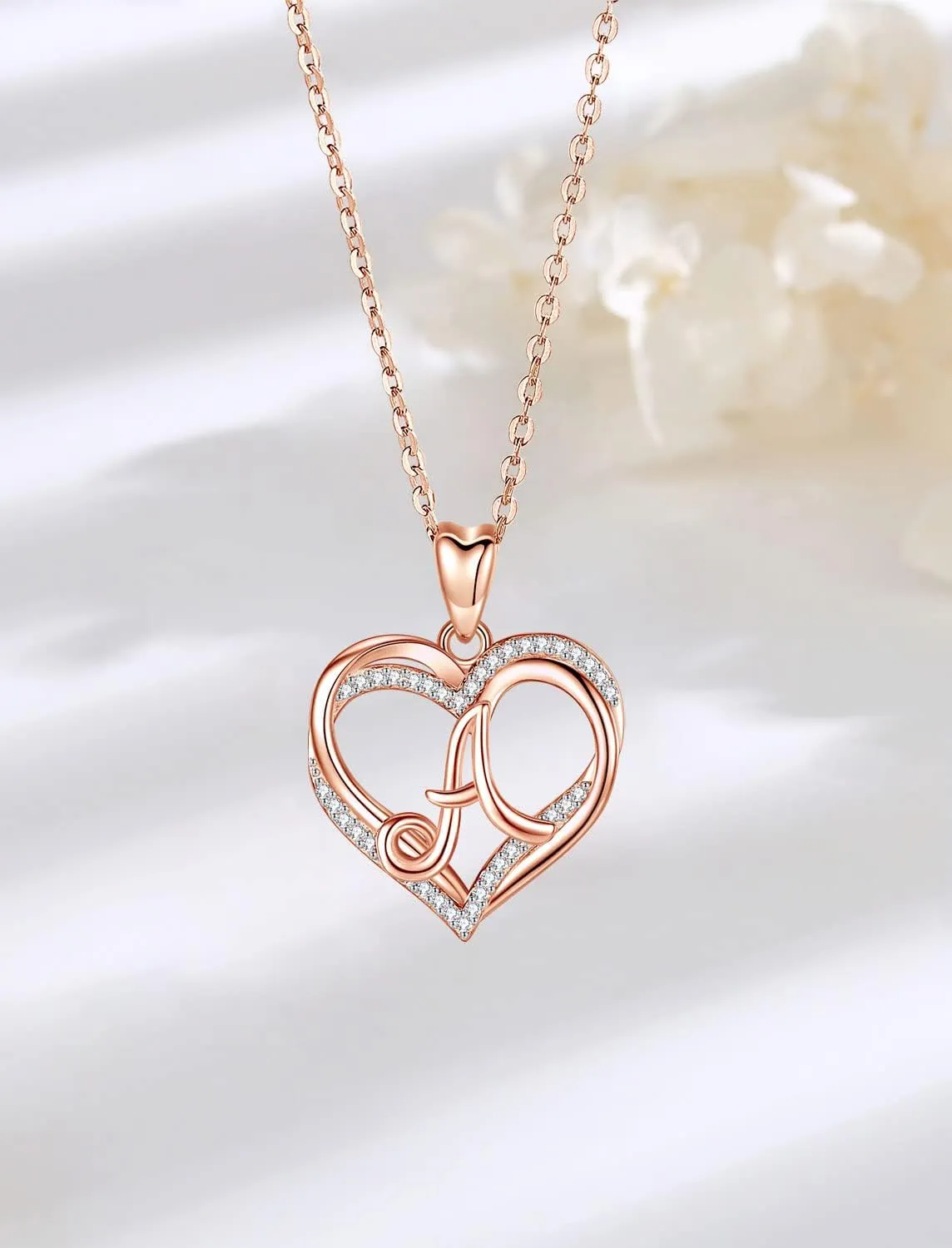 INFUSEU Unique Initial Necklaces for Women Girls Small Heart Letter Jewelry, Meaningful Personalized Gifts
