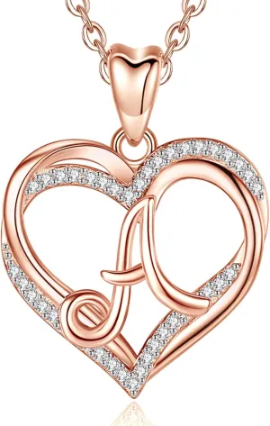INFUSEU Unique Initial Necklaces for Women Girls Small Heart Letter Jewelry, Meaningful Personalized Gifts