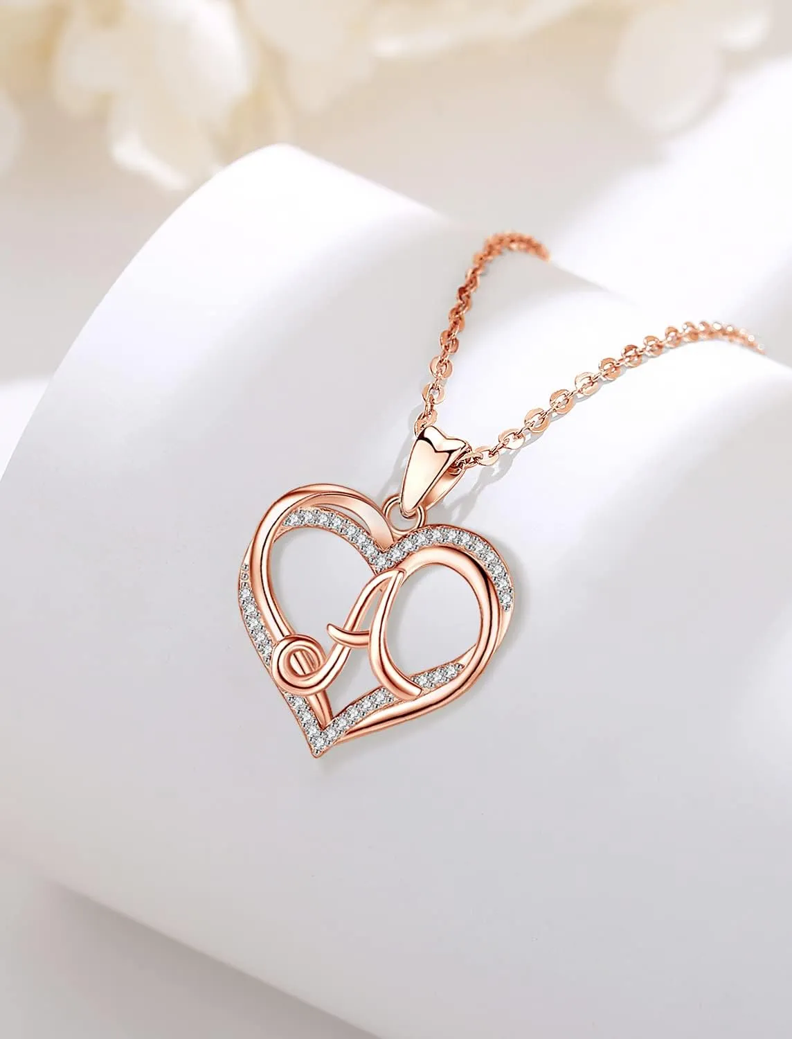 INFUSEU Unique Initial Necklaces for Women Girls Small Heart Letter Jewelry, Meaningful Personalized Gifts