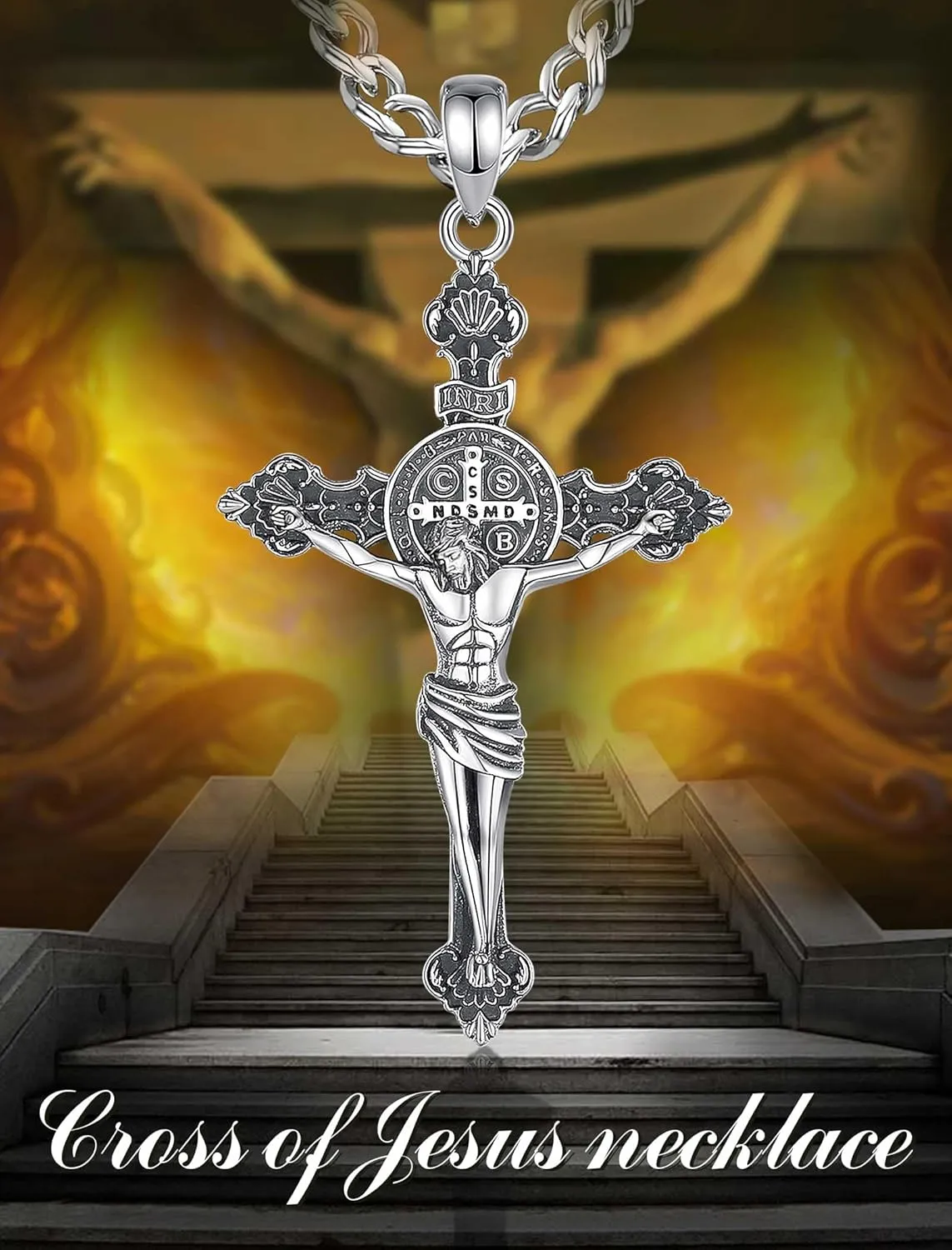 INFUSEU Unique Religious Gifts for Men Women, St. Michael/St. Christopher/St. Benedict/Virgin Mary Pendant Necklaces