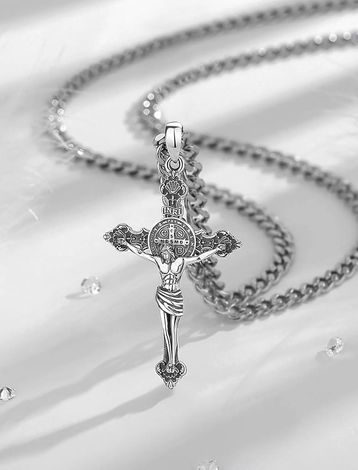 INFUSEU Unique Religious Gifts for Men Women, St. Michael/St. Christopher/St. Benedict/Virgin Mary Pendant Necklaces