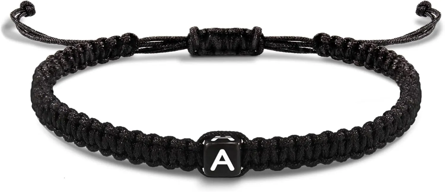 Initial Bracelets for Women Men Gifts for Her Teen Girl Best Friend Birthday Graduation Dainty Braided Bracelets Letter A-Z Charm Adjustable Link Mother's Day Jewelry Mom Christmas Gifts Valentine's Day Jewelry