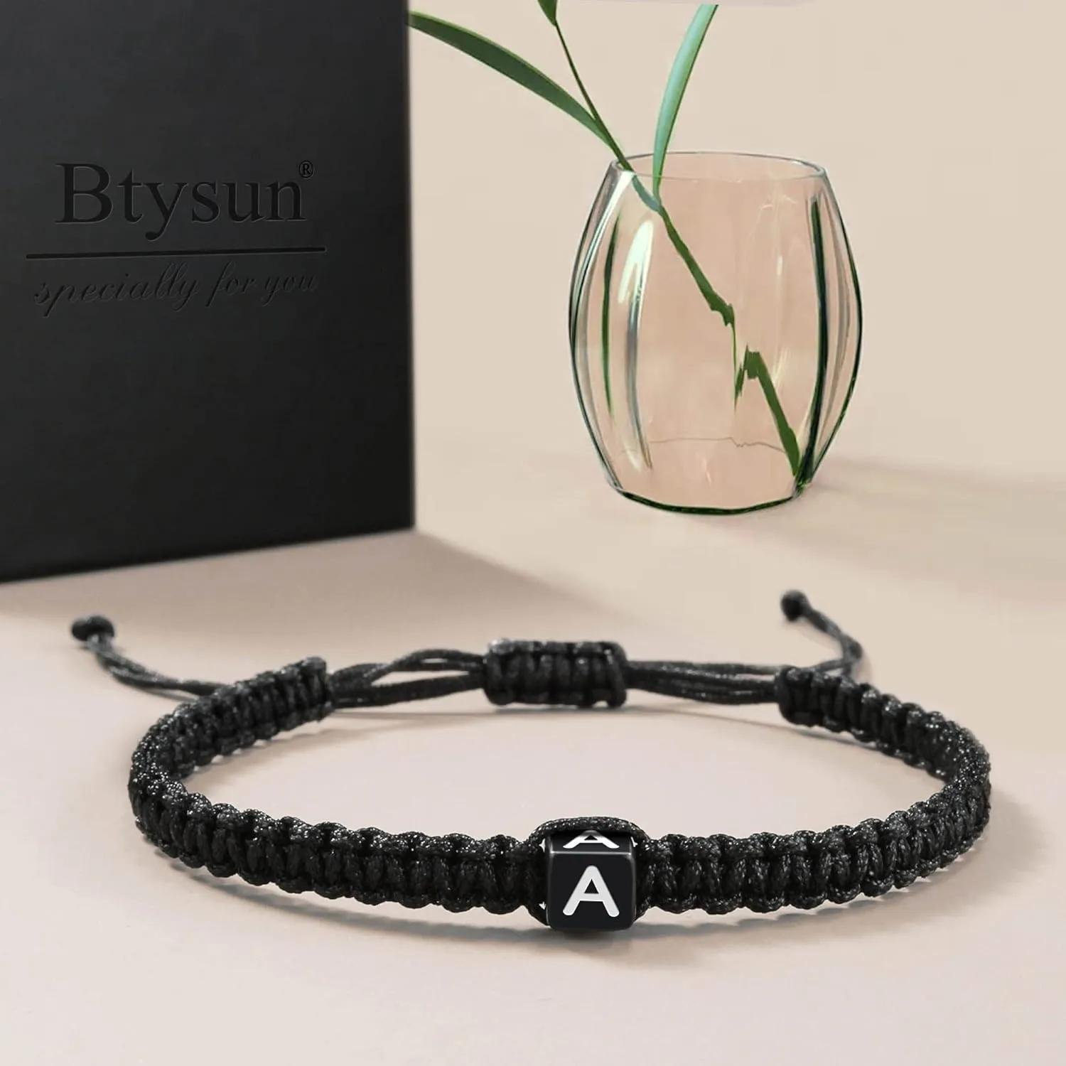 Initial Bracelets for Women Men Gifts for Her Teen Girl Best Friend Birthday Graduation Dainty Braided Bracelets Letter A-Z Charm Adjustable Link Mother's Day Jewelry Mom Christmas Gifts Valentine's Day Jewelry