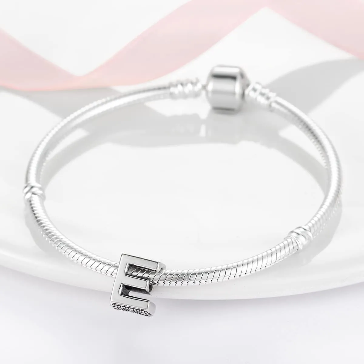 Initial Charms Fits Pandora Bracelet S925 Sterling Silver LetterCharms for Bracelets Alphabet A-Z Letters Bead Bracelet for Women Birthday Ceremony Charm Bracelets Necklace Pendent Anklet DIY Jewelry