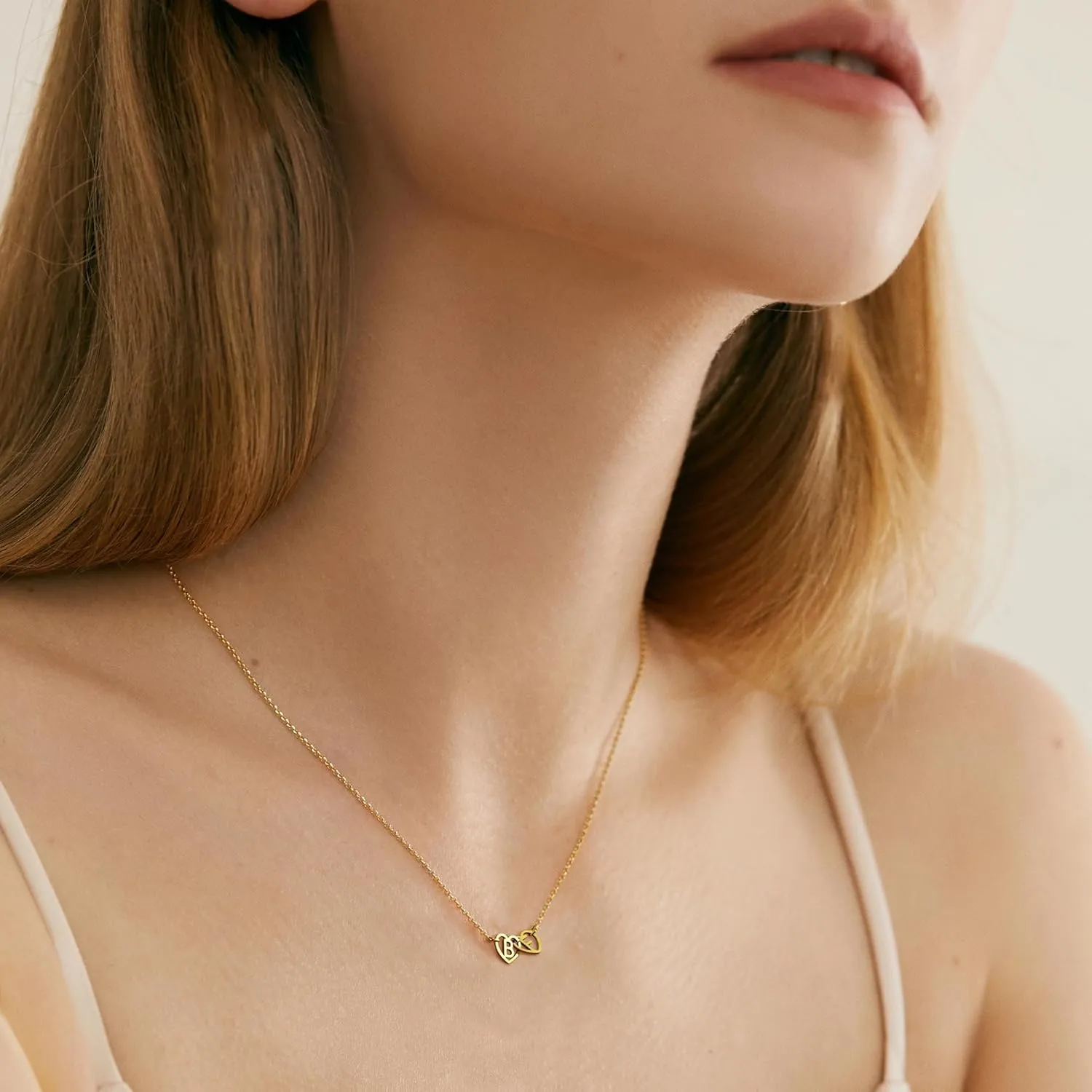 Initial Necklace for Women - 14K Gold Plated Heart Initial Necklace Letter Tiny A-Z Pendant Dainty Heart Initial Necklace Trendy Cute Initial Necklace Gold Jewelry for Women Gifts
