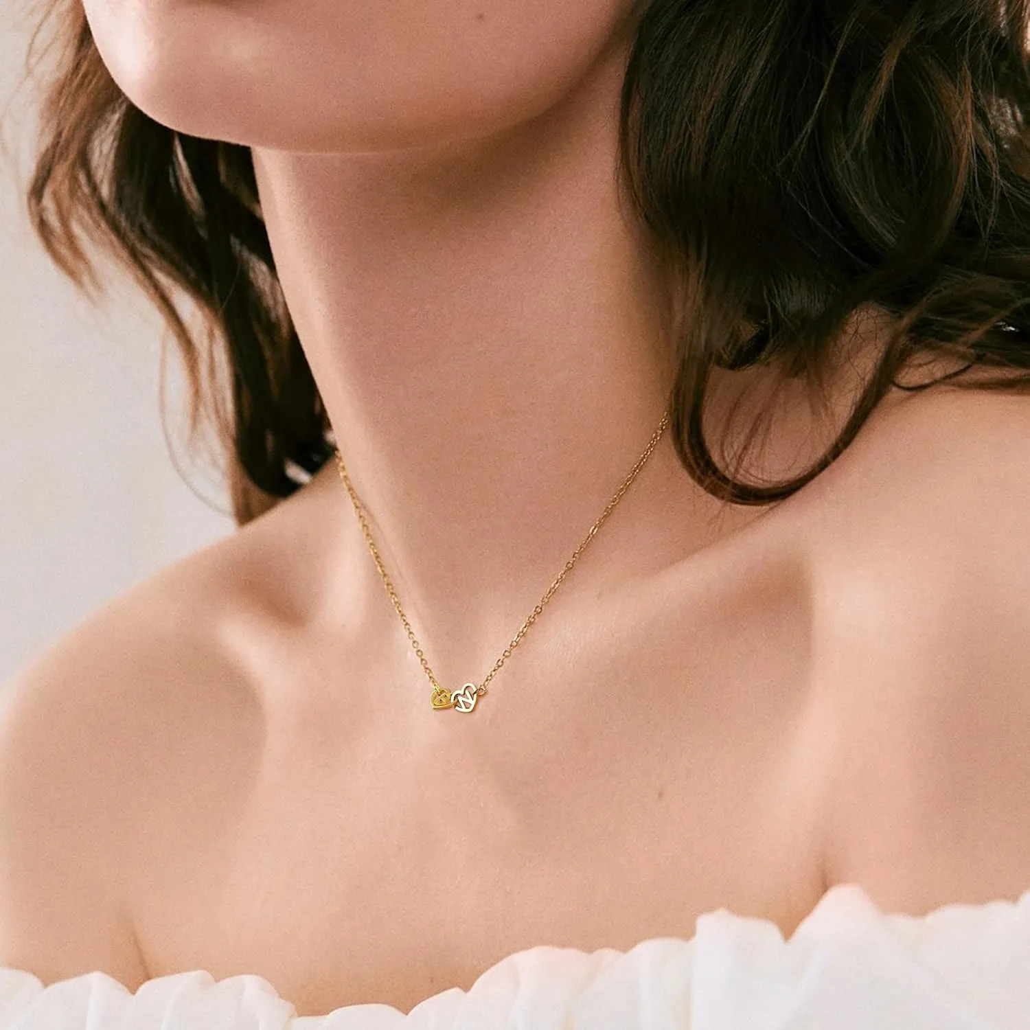 Initial Necklace for Women - 14K Gold Plated Heart Initial Necklace Letter Tiny A-Z Pendant Dainty Heart Initial Necklace Trendy Cute Initial Necklace Gold Jewelry for Women Gifts