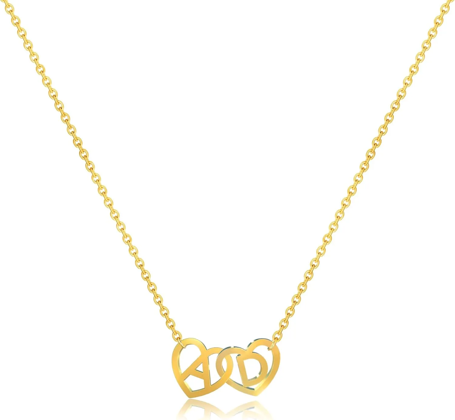 Initial Necklace for Women - 14K Gold Plated Heart Initial Necklace Letter Tiny A-Z Pendant Dainty Heart Initial Necklace Trendy Cute Initial Necklace Gold Jewelry for Women Gifts