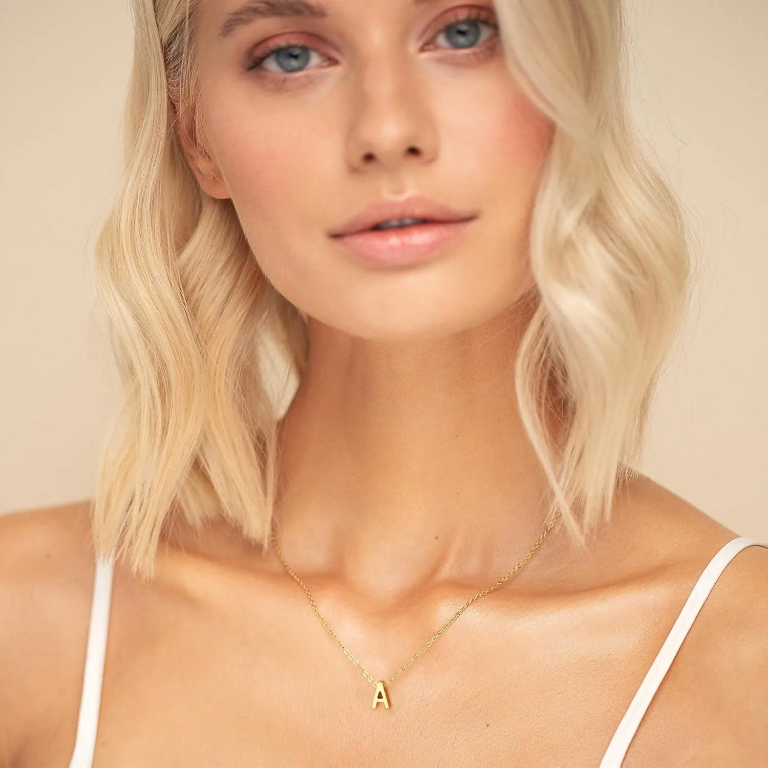 Initial Necklace for Women Girls Kids - Dainty 18K Gold Plated Initial Necklace Tiny A-Z Pendant Necklace Cute Initial Letter Necklace Gold Jewelry Necklace for Women