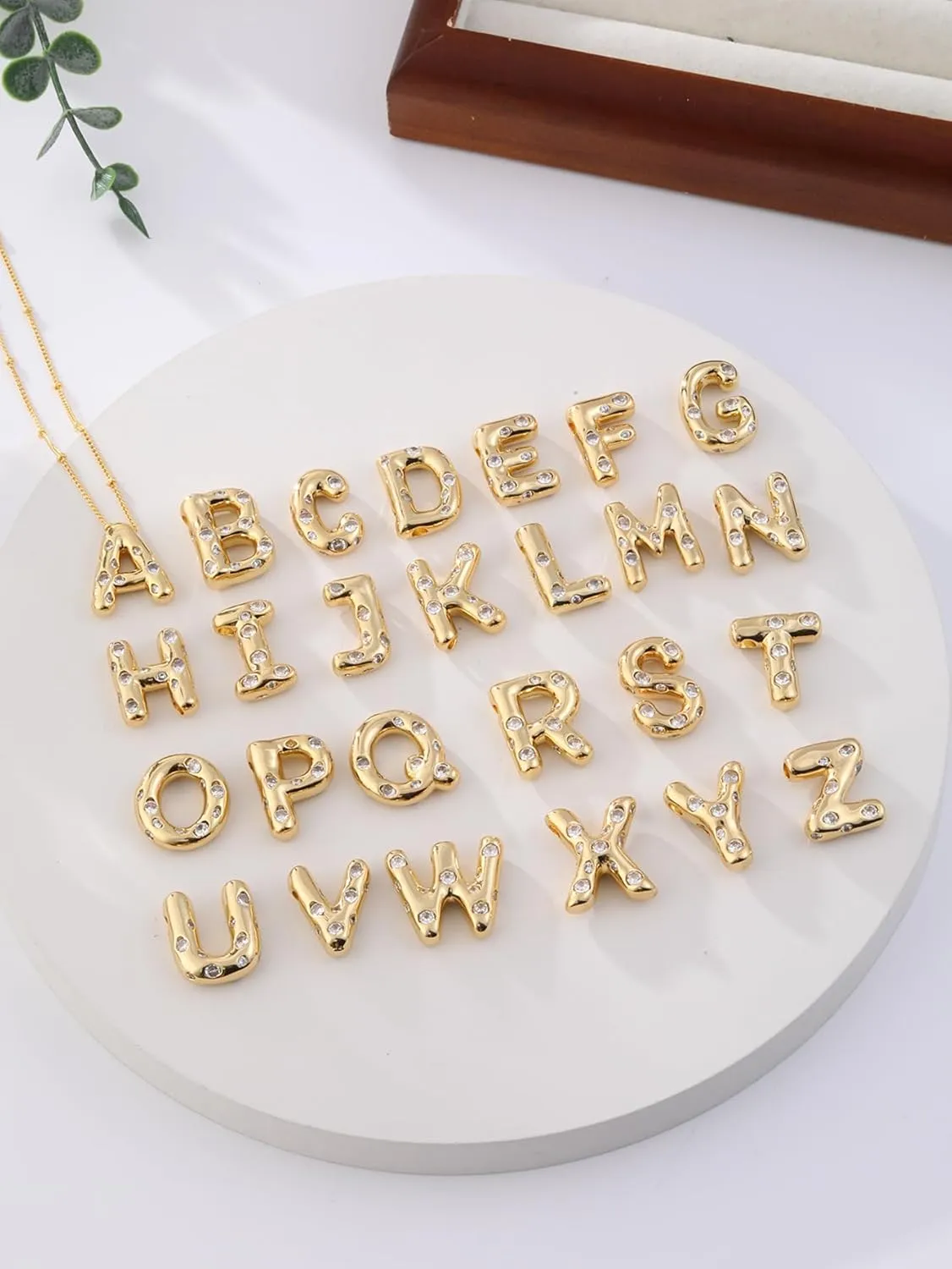 Initial Necklaces for Women, Bubble Letter Necklace Gold Plated Balloon Letter Pendant Necklace Dainty A-Z Alphabet Name Necklace, Personalized Jewelry Gift for Women