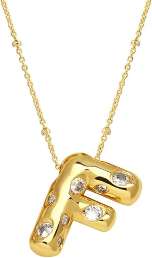 Initial Necklaces for Women, Bubble Letter Necklace Gold Plated Balloon Letter Pendant Necklace Dainty A-Z Alphabet Name Necklace, Personalized Jewelry Gift for Women