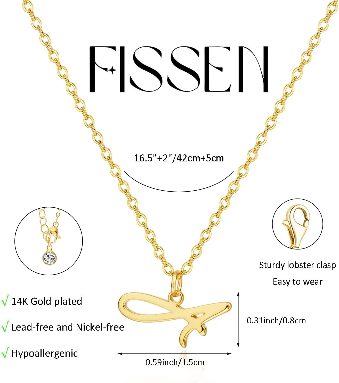 Initial Necklaces for Women Trendy, 14K Gold Plated A-Z Letter Pendant Necklace Gold Necklace for Women Custom Personalized Name Dainty Jewelry Fashion Accessories