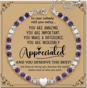 Inspirational Gifts Bracelets for Women Healing Natural Stone Beaded Bracelets - Friendship Encouragement Gifts for Women, Friends, Sister, Bestie, BFF, Mom, Daughter, Coworkers