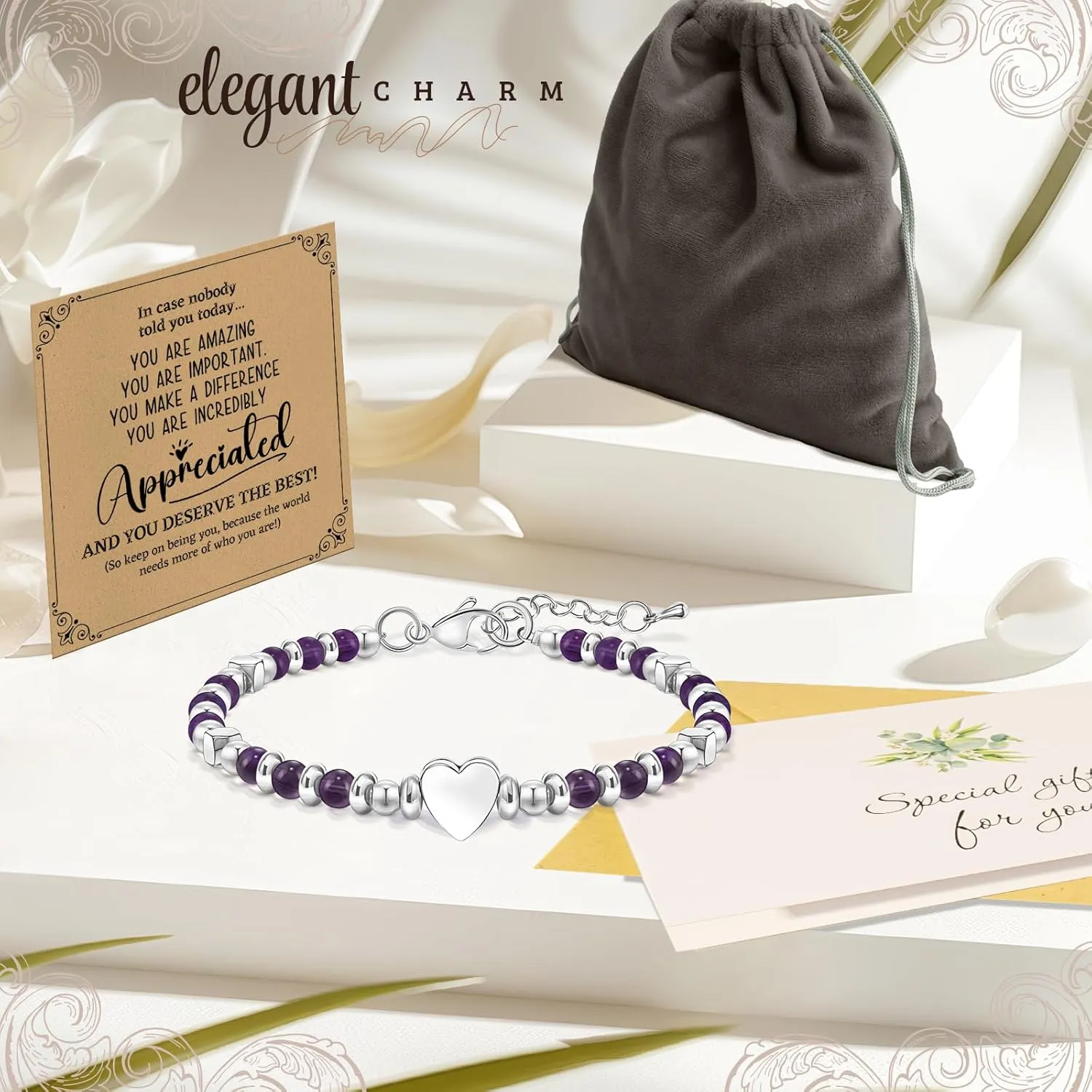 Inspirational Gifts Bracelets for Women Healing Natural Stone Beaded Bracelets - Friendship Encouragement Gifts for Women, Friends, Sister, Bestie, BFF, Mom, Daughter, Coworkers