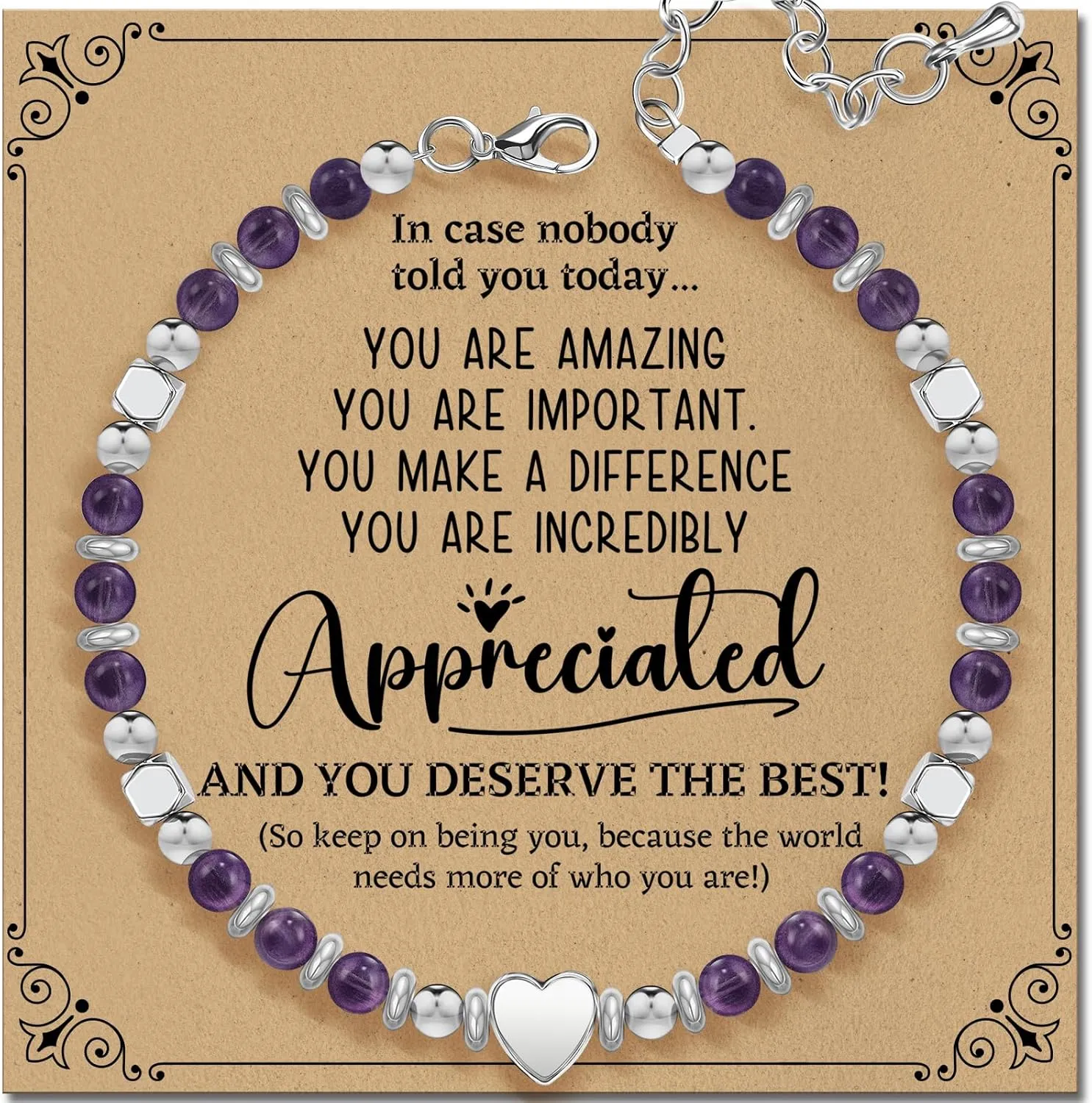 Inspirational Gifts Bracelets for Women Healing Natural Stone Beaded Bracelets - Friendship Encouragement Gifts for Women, Friends, Sister, Bestie, BFF, Mom, Daughter, Coworkers