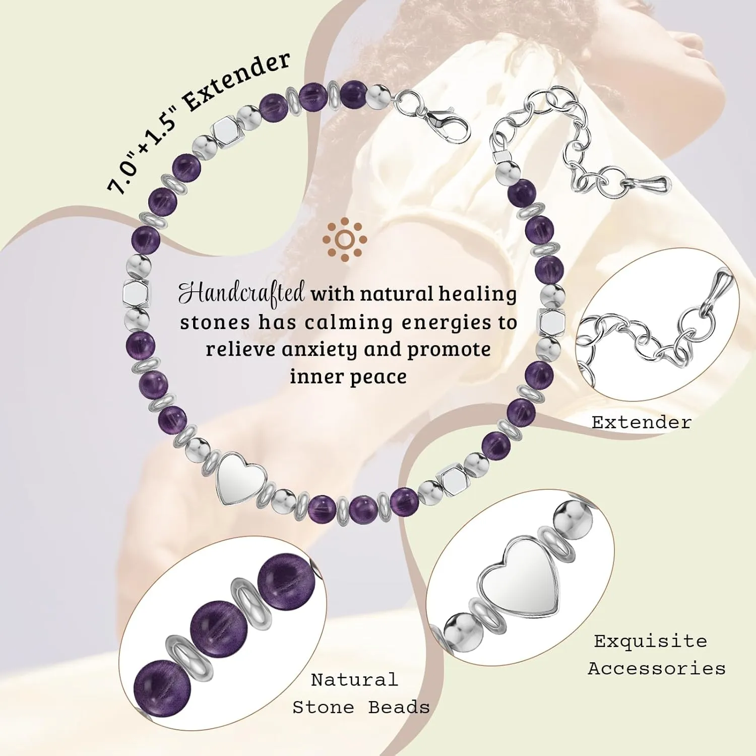 Inspirational Gifts Bracelets for Women Healing Natural Stone Beaded Bracelets - Friendship Encouragement Gifts for Women, Friends, Sister, Bestie, BFF, Mom, Daughter, Coworkers
