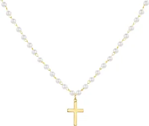 itianxi Dainty Cross Charm Pendant Necklaces,14K Gold Tiny Three Ball Necklace,Simple Fashion Jewelry for Women